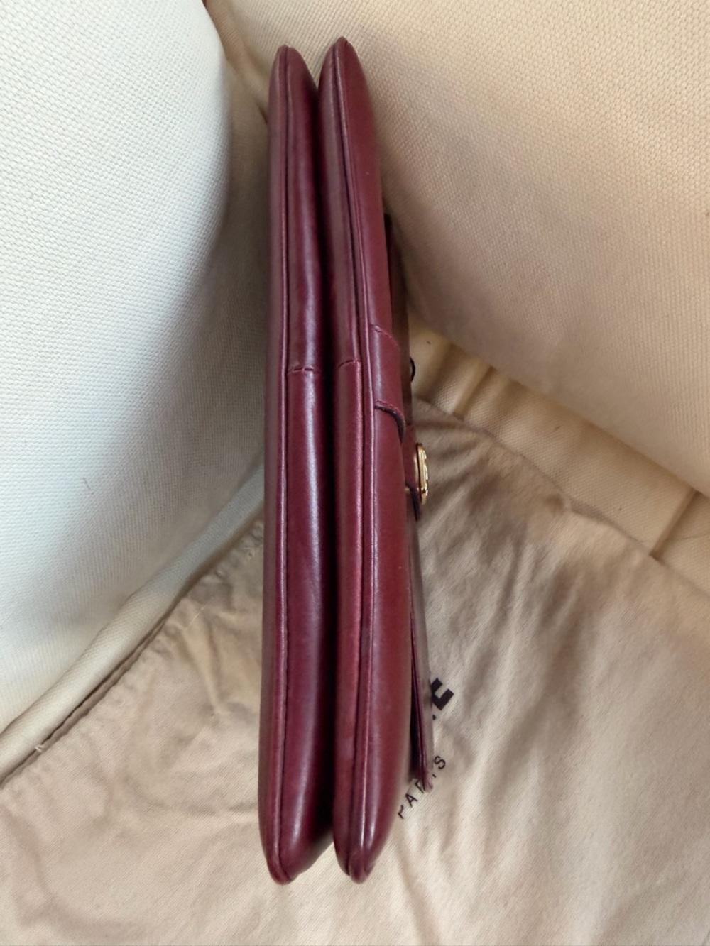 Celine Burgundy Shoulder Bag with Gold-Tone Clasp - Picture 9 of 13
